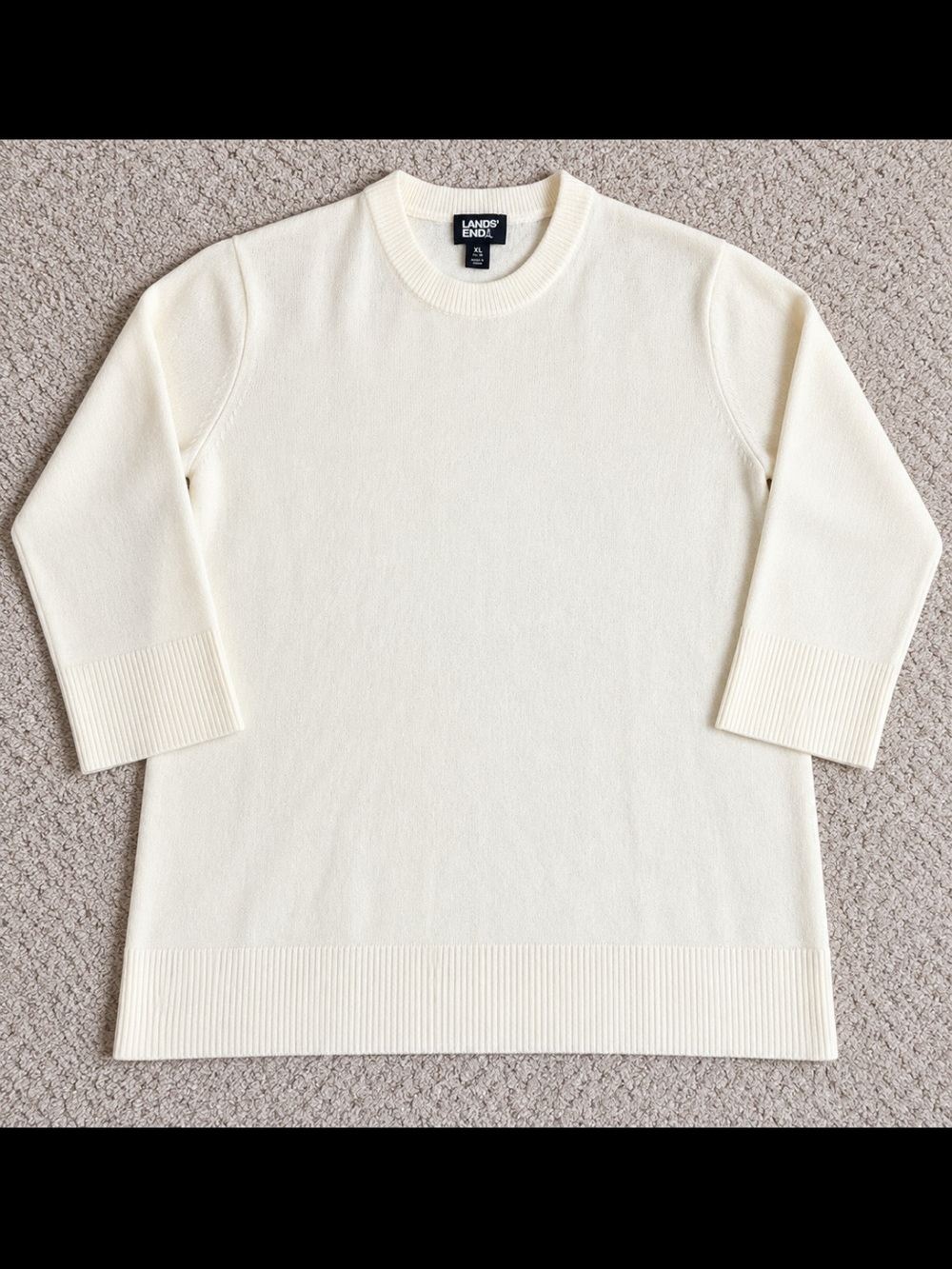 Lands End Women’s XL 16-18 Ivory Cream Sweater Dress Long Sleeve